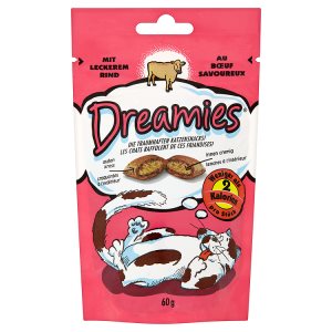 Dreamies Polštářky s hovězím masem doplňkové krmivo pro kočky a koťata 60g