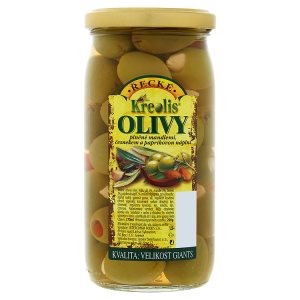 Kreolis Řecké olivy plněné mandlemi, česnekem a paprikovou náplní 370ml