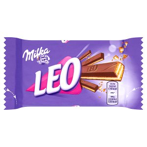Milka Leo křupavé oplatky plněné krémovou náplní v mléčné čokoládě z alpského mléka 33,3g