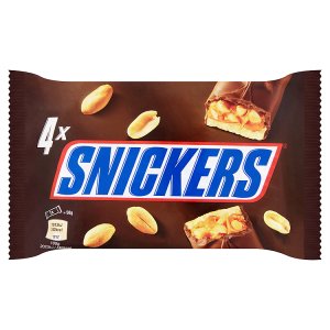 Snickers 4pack čokoládová tyčinka plněná nugátem, karamelem a praženými arašídy 4 x 50g