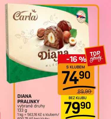 DIANA PRALINKY vybrané druhy 133 g