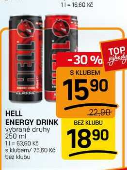 HELL ENERGY DRINK vybrané druhy 250 ml