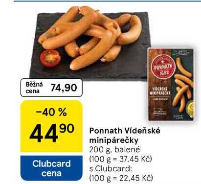 Ponnath Vídeňské minipárečky, 200 g, balené