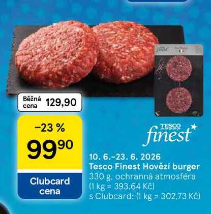 Tesco Finest Hovězí burger, 330 g