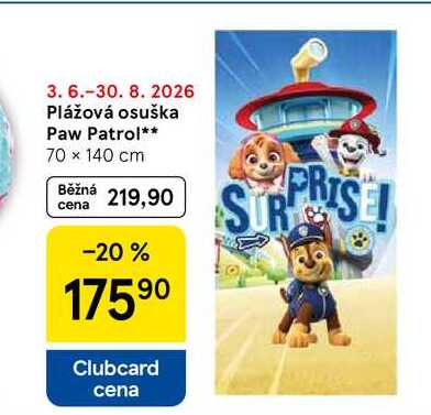 Plážová osuška Paw Patrol, 70 x 140 cm