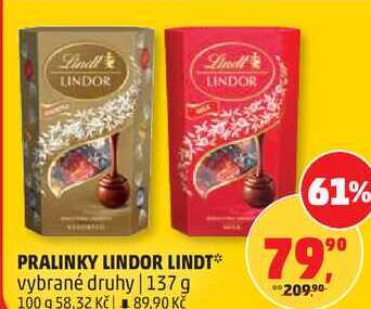 LINDOR LINDT vybrané druhy, 137 g