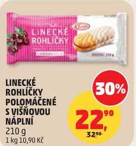 LINECKÉ ROHLÍČKY POLOMÁČENÉ S VIŠŇOVOU NÁPLNÍ, 210 g 