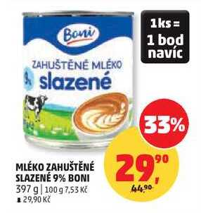 MLÉKO ZAHUŠTĚNÉ 9% BONI, 397 g   v akci