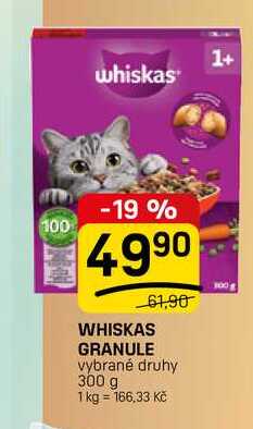 WHISKAS GRANULE vybrané druhy 300 g