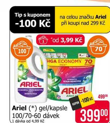 Ariel gel/kapsle 100/70-60 dávek