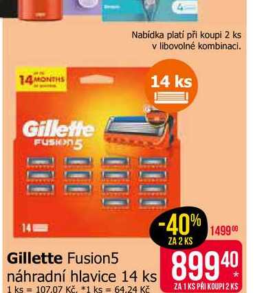 Gilette Fusion5 náhradní hlavice 14ks