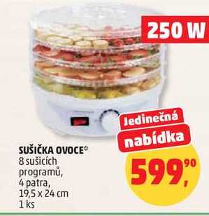 SUŠIČKA OVOCE ,8 sušicích programů, 4 patra, 19,5 x 24 cm, 1 ks
