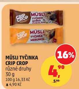 MÜSLI TYČINKA CRIP CROP různé druhy, 30 g