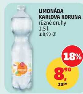 LIMONÁDA KARLOVA KORUNA různé druhy, 1,5 l