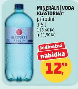 KLÁŠTORNÁ minerální voda přírodní, 1,5 l