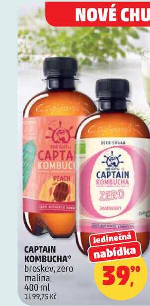 CAPTAIN KOMBUCHA broskev, 400 ml