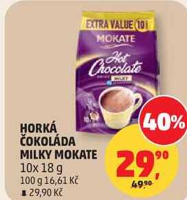HORKÁ ČOKOLÁDA MILKY MOKATE, 10x 18 g