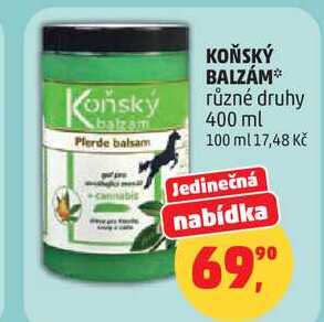 KOŇSKÝ BALZÁM různé druhy, 400 ml
