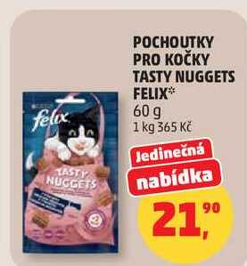 POCHOUTKY PRO KOČKY TASTY NUGGETS FELIX, 60 g