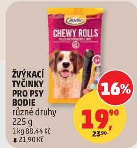 ŽVÝKACÍ TYČINKY PRO PSY BODIE různé druhy, 225 g