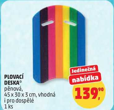 PLOVACÍ DESKA, pěnová, 45 x 30 x 3 cm, vhodná i pro dospělé, 1 ks
