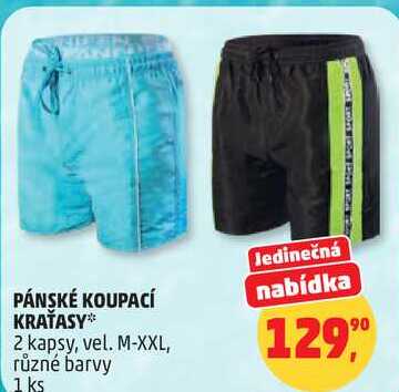 PÁNSKÉ KOUPACÍ KRAŤASY, 2 kapsy, vel. M-XXL, různé barvy, 1ks