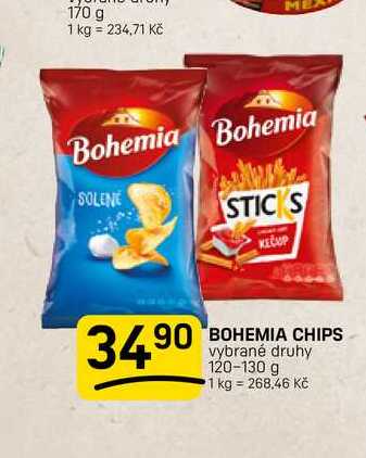 BOHEMIA CHIPS vybrané druhy 120-130 g