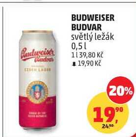 BUDWEISER BUDVAR světlý ležák, 0,5 L