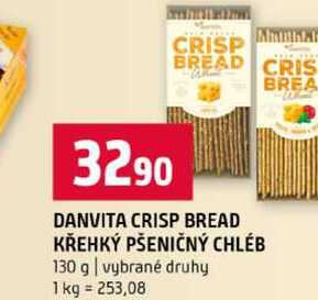 DANVITA CRISP BREAD KŘEHKÝ PŠENIČNÝ CHLÉB 130 g vybrané druhy