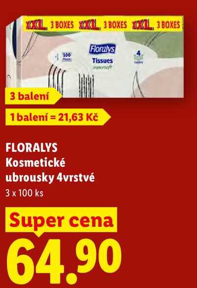 FLORALYS Kosmetické ubrousky, 3x 100 ks