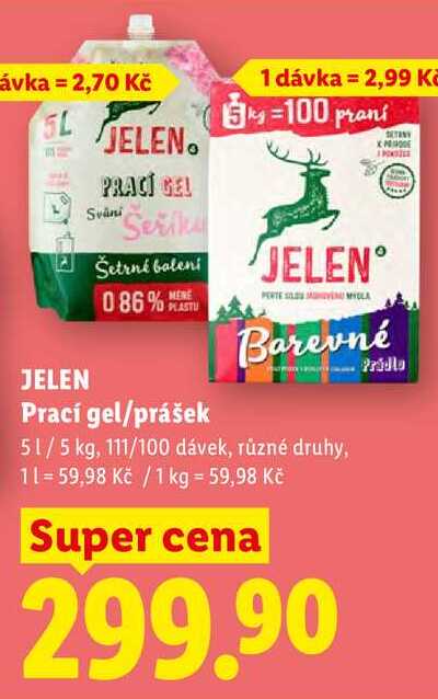 JELEN Prací gel/prášek, 51/5 kg