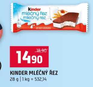 KINDER MLÉČNÝ ŘEZ 28 g