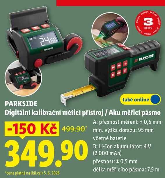 PARKSIDE Digitální kalibrační měřicí přístroj / Aku měřicí pásmo