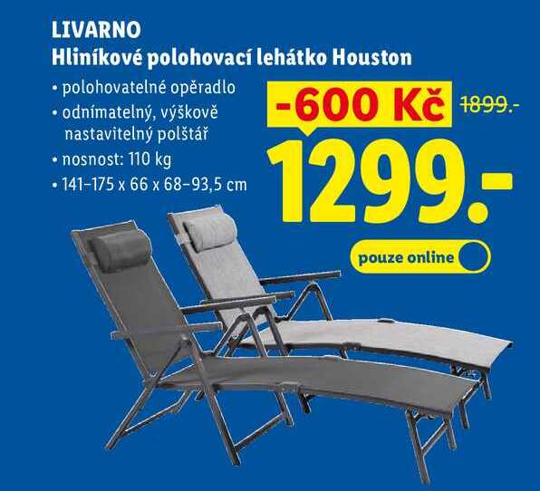 LIVARNO Hliníkové polohovací lehátko Houston  