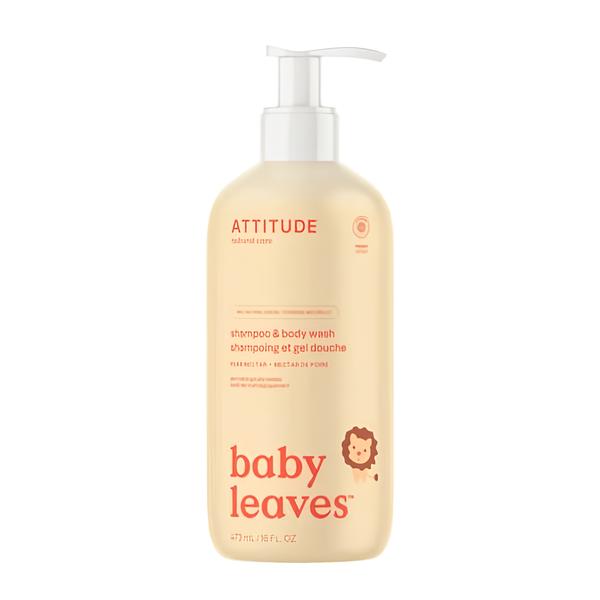Attitude Baby leaves Dětské tělové mýdlo a šampon (2 v 1) s vůní hruškové šťávy