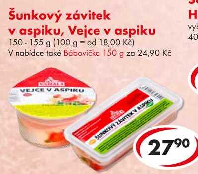 Šunkový závitek v aspiku, Vejce v aspiku, 150-155 g