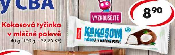 Kokosová tyčinka v mléčné polevě, 40 g  