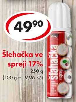 Šlehačka ve sprej 17%, 250 g