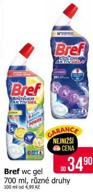 Bref wc gel 700 ml, různé druhy 