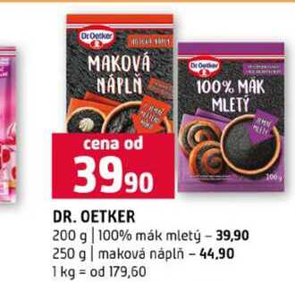 DR. OETKER 200 g 100% mák mletý 250 g maková náplň 