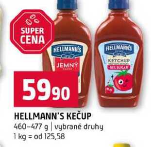 HELLMANN'S KEČUP 460-477 g vybrané druhy