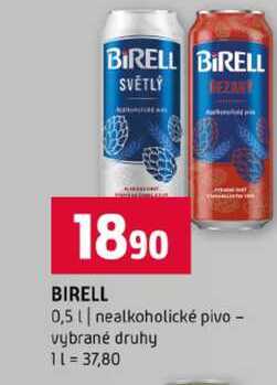 BIRELL 0,5l nealkoholické pivo vybrané druhy