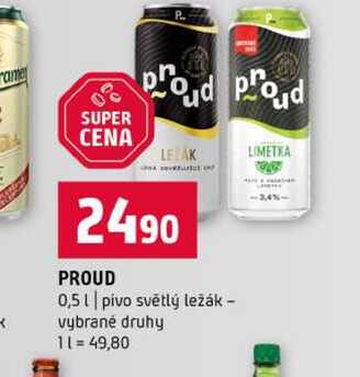 PROUD 0,5l pivo světlý ležák vybrané druhy