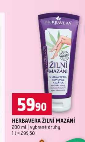 HERBAVERA ŽILNÍ MAZÁNÍ 200 ml vybrané druhy