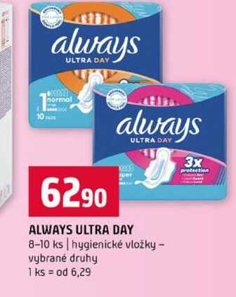 ALWAYS ULTRA DAY 8-10 ks hygienické vložky vybrané druhy 
