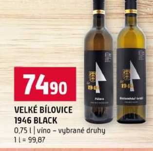 VELKÉ BÍLOVICE 1946 BLACK 0,75l vino vybrané druhy
