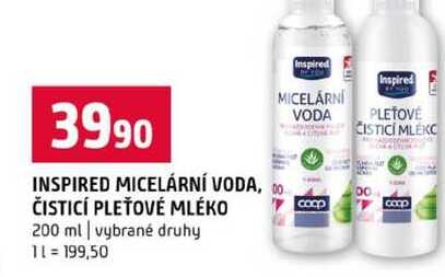 INSPIRED MICELÁRNÍ VODA, ČISTICÍ PLEŤOVÉ MLÉKO 200 ml vybrané druhy