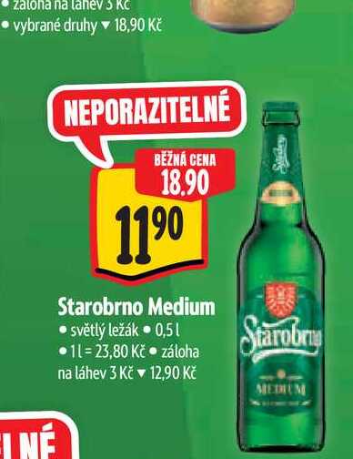 Starobrno Medium  0,5 l v akci