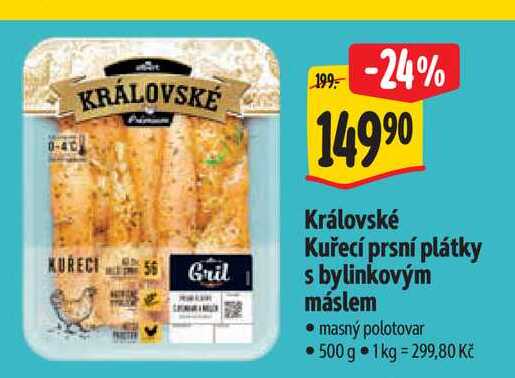Královské Kuřecí prsní plátky s bylinkovým máslem 500 g