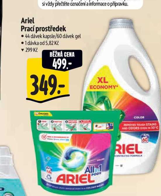 Ariel  Prací prostředek  44 dávek kapsle/60 dávek gel  